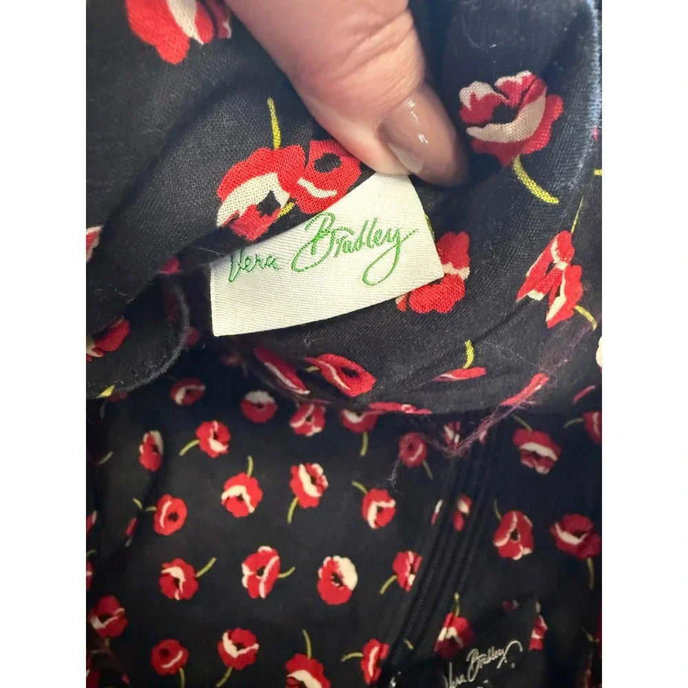 Vera Bradley Poppy Fields Quilted Cotton Shoulder Bag Floral Hobo Tote